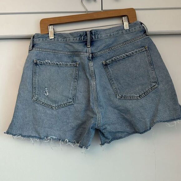 Agolde Dee Distressed Denim Fray Hem Jean Shorts Chimes Light Blue Wash Size 32 - Picture 8 of 9